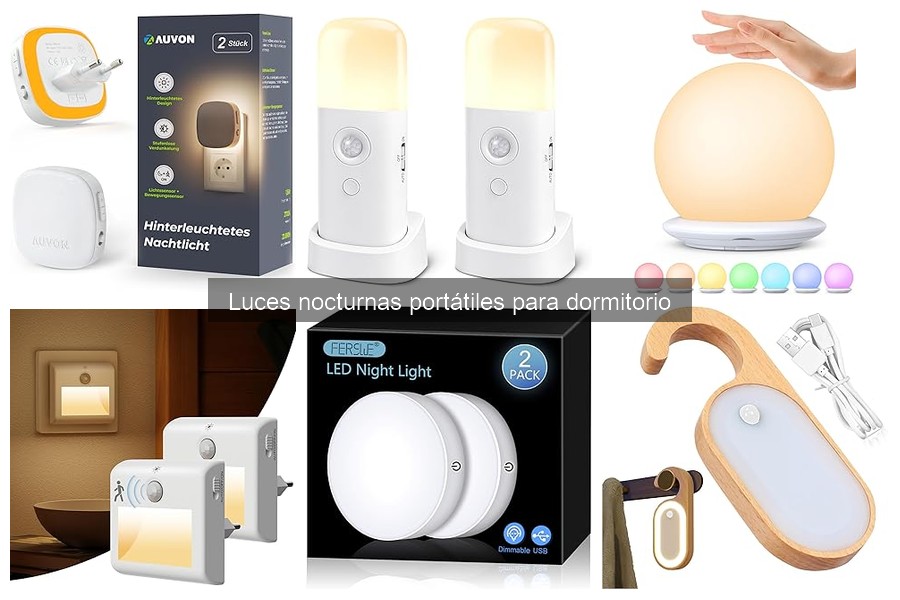 Comparativa de luces nocturnas portátiles y fijas