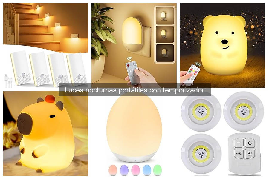 Comparativa luces nocturnas portátiles con y sin temporizador