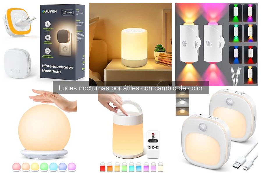 Duración de batería en luces nocturnas portátiles con cambio de color